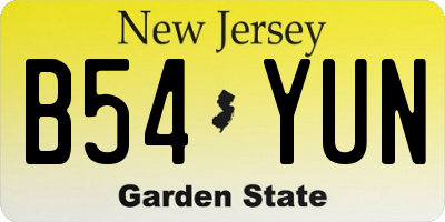 NJ license plate B54YUN
