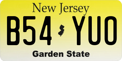 NJ license plate B54YUO