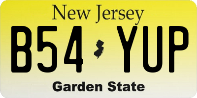 NJ license plate B54YUP