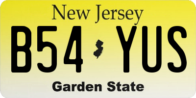 NJ license plate B54YUS