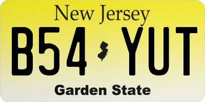 NJ license plate B54YUT