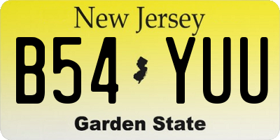 NJ license plate B54YUU