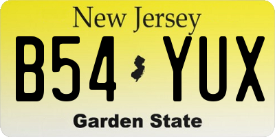 NJ license plate B54YUX