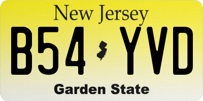 NJ license plate B54YVD