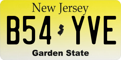 NJ license plate B54YVE