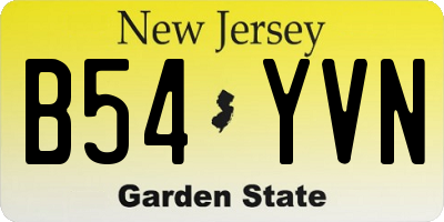 NJ license plate B54YVN