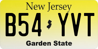 NJ license plate B54YVT