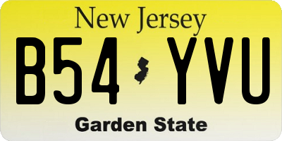 NJ license plate B54YVU