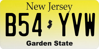 NJ license plate B54YVW