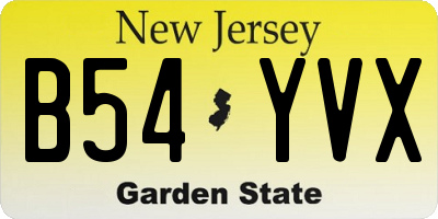 NJ license plate B54YVX