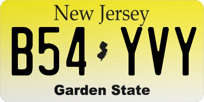 NJ license plate B54YVY