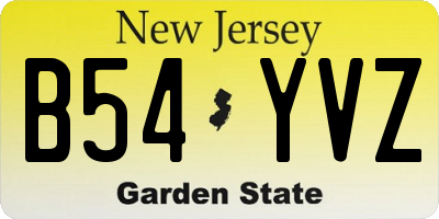 NJ license plate B54YVZ