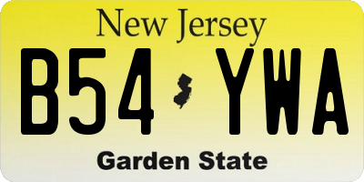 NJ license plate B54YWA