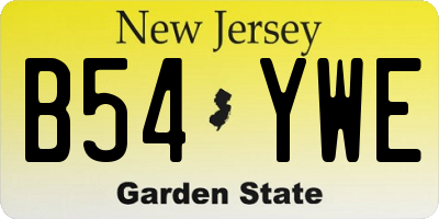 NJ license plate B54YWE