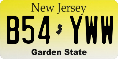 NJ license plate B54YWW