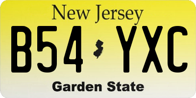NJ license plate B54YXC