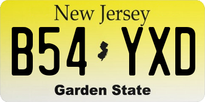 NJ license plate B54YXD