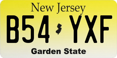 NJ license plate B54YXF
