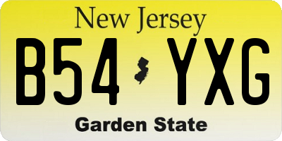 NJ license plate B54YXG