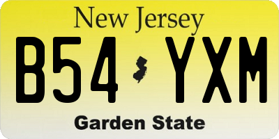 NJ license plate B54YXM
