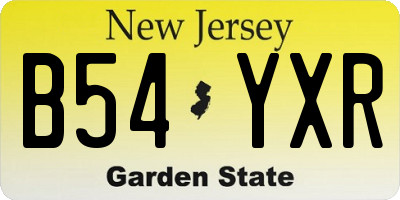 NJ license plate B54YXR