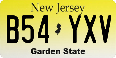 NJ license plate B54YXV