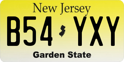 NJ license plate B54YXY