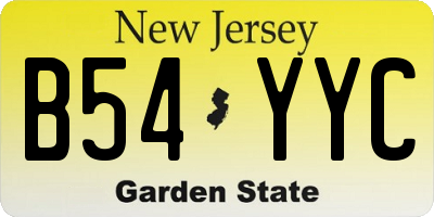 NJ license plate B54YYC