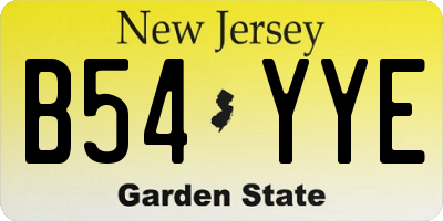 NJ license plate B54YYE