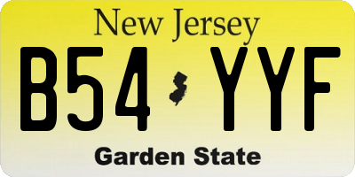 NJ license plate B54YYF