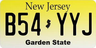 NJ license plate B54YYJ