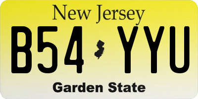 NJ license plate B54YYU