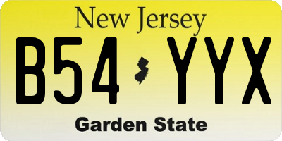 NJ license plate B54YYX