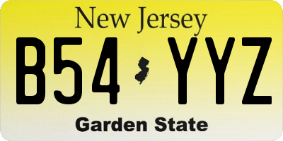 NJ license plate B54YYZ