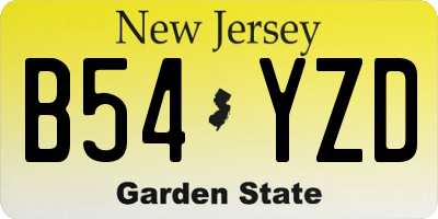 NJ license plate B54YZD
