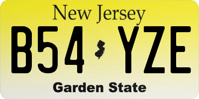 NJ license plate B54YZE