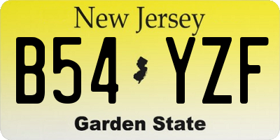 NJ license plate B54YZF