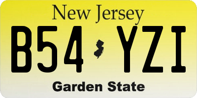 NJ license plate B54YZI