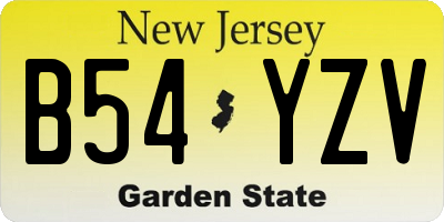 NJ license plate B54YZV