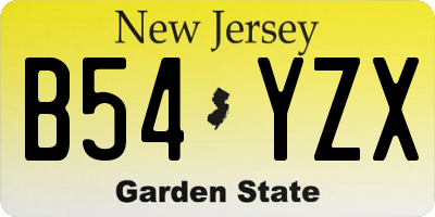 NJ license plate B54YZX