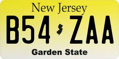 NJ license plate B54ZAA