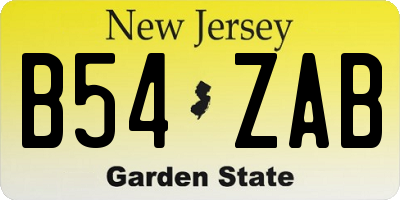 NJ license plate B54ZAB