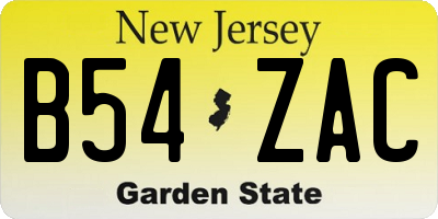 NJ license plate B54ZAC