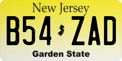 NJ license plate B54ZAD