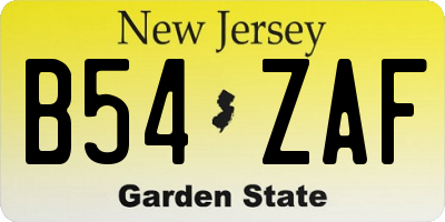 NJ license plate B54ZAF
