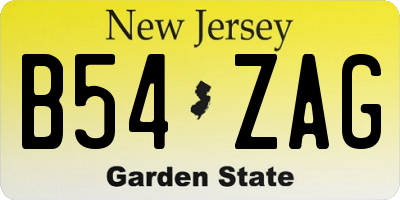 NJ license plate B54ZAG