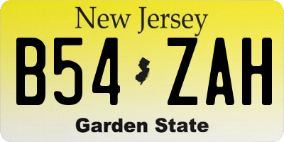 NJ license plate B54ZAH