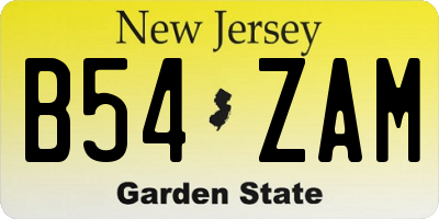 NJ license plate B54ZAM