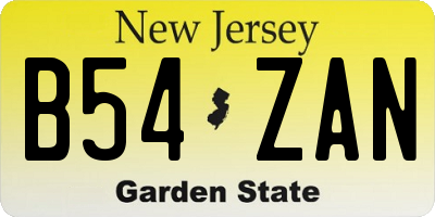 NJ license plate B54ZAN