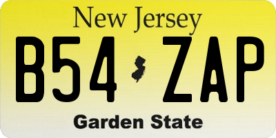 NJ license plate B54ZAP